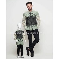 HIJAU KEMEJA Sage Green Men's Batik Shirt, Sage Green Father and Son Couple Batik Shirt, Sage Green,