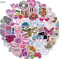 [Dhin] 58Pcs Y2k Pink Stickers Funny Cute Graffiti Girls Skateboard Waterproof Luggage Sport DIY Laptop Car Stickers Decals Kids Toy COD