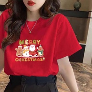 (จัดส่งตลอด 24 ชั่วโมง）OOOK Official เสื้อยืด Merry Christmas ซานตาคลอส พิมพ์ลาย ไม่จำกัดเพศ S-3XL