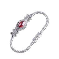 BOCAI 100% 925 Sterling Silver Retro Style Green Chalcedony Marcasite Butterfly Pure Argentum Oval G