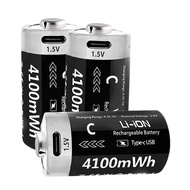 Type-C 5VC Type Rechargeable Battery USB1.5V 4100mWh Alternative Speedmaster Alkaline Battery size C