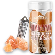 Premium Himalayan Pink Salt Rocks &amp; Steel Grater in Gift Box - Unrefined, All-Natural, Pure, Food Grade Salt Chunks from the Himalayas (9 oz.) - Gluten-Free, No MSG, Non-GMO