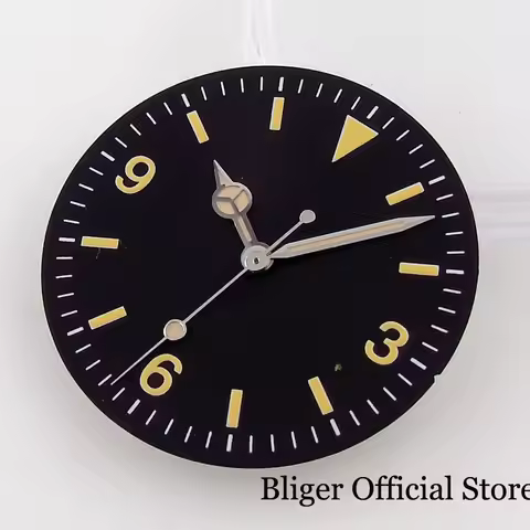 Nologo Black Vintage 29mm Yellow Marks Watch Dial fit NH35A NH36A ETA2824 PT5000 ST2130 ST1612 MIYOT