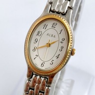 SEIKO ALBA 精工 阿爾巴 女士腕錶 石英機芯 白色錶盤 橢圓錶殼 古董錶 手錶