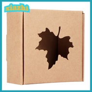 XIAZHI 50 PCS Kraft Paper Packing Box, Brown Eco-Friendly Kraft Paper Gift Box, Maple Leaf Cutout De