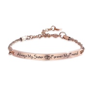 BULLION GOLD Sisters Forever Inscriptions Rose Gold Bar Bracelet