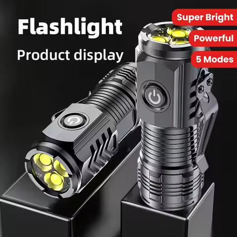 Portable Mini LED Flashlight Powerful 3*Wick Small Pocket Torch USB Rechargeable Strong Light Lanter