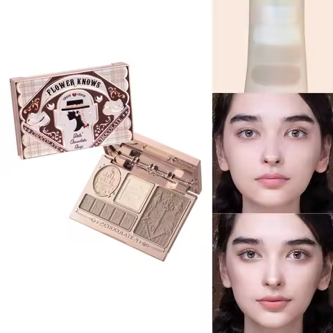 Flower Knows Chocolate Contour Palette Highlighter Face Sculpting Makeup Waterproof Long Lasting Bro