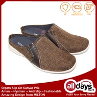 Milton Sepatu Sandal Kanvas Selop Pria RGS 02 - Coklat