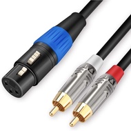 JOLGOO Unbalanced XLR Female to Dual RCA Y Splitter Breakout Cable, 1 XLR Female to 2 RCA Male Y Bre