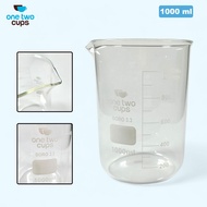One Two Cups Multifunctional Borosilicate Glass Chemical Lab Measuring Cup 1000ml - GG-17 - Transpar