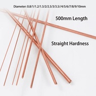 *Length 500mm  T2 Copper Rod Dia 0.8/1/2/3/4/5/6/7/8/9/10mm Brass Metal Round Bar Hard And Unbending