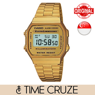 [Time Cruze] Casio A168 Gold Stainless Steel Adjustable Strap Unisex Digital Watch A168WG-9W A-168WG