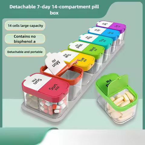 1PCS Large 7 Day Pill Organizer - 2 Time a Box Case XL Am/Pm Container Holder Daily Medicine Weekly