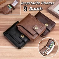 Men's PU Leather Wallet Credit Card Holder Large Capacity Zipper Short Purse Foldable Cash Wallet Wa