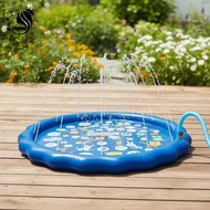 [Mini Spend ₫0-₫1.5k] 100cm Inflatable Splash Pad Water Play Mat With Sprinklers Age 3 4 5 6 7 Years