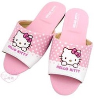 ♥小花花日本精品♥Hello Kitty 粉色點點仿皮室內拖鞋 舒適 室內皮拖鞋 止滑拖鞋77702609