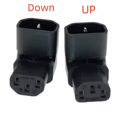 10A 3Pin IEC Connector Down UP 90 Angled IEC 320 C14 Male to C13 Female Power Adapter AC Plug for LC