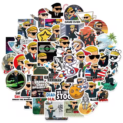 10/30/50pcs Cartoon Wall Street Bet Stickers Personalized Decoration Water Cup Trolley Popular Compa