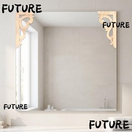 HL-FUTU 2pcs European style wood onlay, Light Brown 7.1x3.5 in Wood Carved Corner Applique, Wood Car