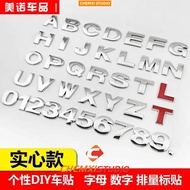 Chenxi Hardware Solid Metal Sticker Car English Letter Modified Number Body Displacement Tail Label 