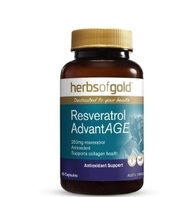 澳洲直送🇭🇲Herbs of Gold Resveratrol AdvantAGE 白藜蘆醇精華60粒 😍白藜蘆醇精華膠囊 (Resveratrol AdvantAGE) 是一款高濃度的抗氧化配方😍抗