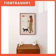 Wall paintings | Abstract Art Painting - Collage Woman Print, Retro Smeg Fridge Print, Vintage Vibes