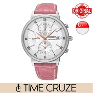 [Time Cruze] Seiko Chronograph Quartz Leather Strap Women Watch SNDV35 SNDV35P1 SNDV35P