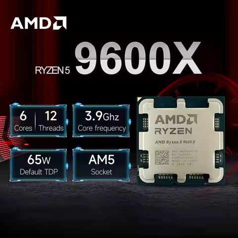 NEW AMD Ryzen 5 9600X L3=32M 4NM DDR5 5.4GHz 6-Core 12-Thread R5 9600X Processor 65W Gaming CPU Sock