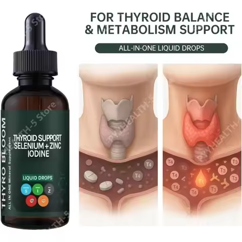 Thyroid Support Liquid Drops, Formula Selenium Zinc Iodine for Metabolism Immune Energy Energy Suppo
