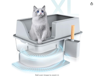 （Shipping from Manila）Pet Litter Box with Scoop - Stainless Steel Enclosed Cat Litter Box for Old an