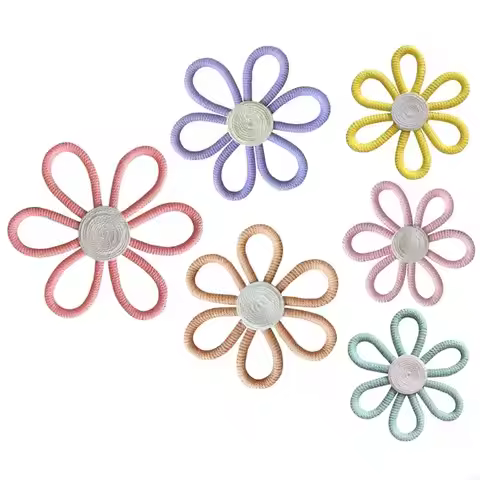 L9NB 6Pcs Colorfu Woven Flower Wall Art Decor Nursery Wall Art Decor Flowers Woven Rope Wall Hanging
