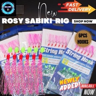 【ROSY】6PCS HOOK Luminious Sabiki Rig Apollo Hook String Fishing Lure bait Set mata kail pancing Sabi