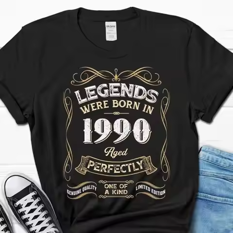 35th Birthday T-Shirt For Men, Legends Were Born In 1990 Gift, 35 Years Old M...