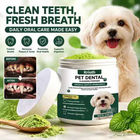 Dog Cat Dental Powder With Bacillus Subtilis Papain Easy Mix Pet Gastrointestinal Oral Care Fresh Br