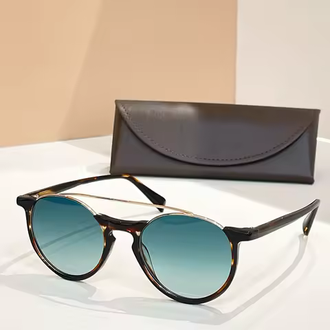 CAT3 Round Double Bridge Sunglasses Uv400 Gradient Designer Spain Brand Handmade Acetate Men and Wom