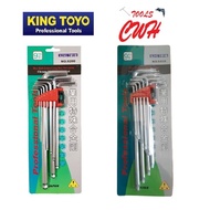 King Toyo 9Pcs Extra Long Ball Point Hex ALLEN Key L Wrench Set TORX BONDHUS SATAGOOD TOPTUL SATA IR