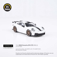 Para64 1/64 2025 Porsche 911 GT3 (992.2) Grand Prix White PA55873 Diecast Scale Model Car