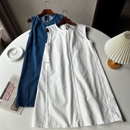 復古白色牛仔背心裙