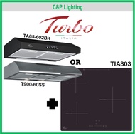 (Hood + Hob Bundle) Turbo Italia 60cm 3 Zone Induction Hob TIA803 + 60cm Coventional Cooker Hood