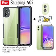 3 IN 1 Samsung A05เคสโทรศัพท์มือถือป้องกันการตกสำหรับ Samsung ฟิล์มกระจกเทมเปอร์05 A0 5 + ฟิล์มเลนส์
