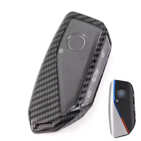 Car Carbon Fiber Remote Key Fob Holder Shell Protect Case Cover For BMW IX I5 I7 XM X1 X5 X6 X7 3 5 