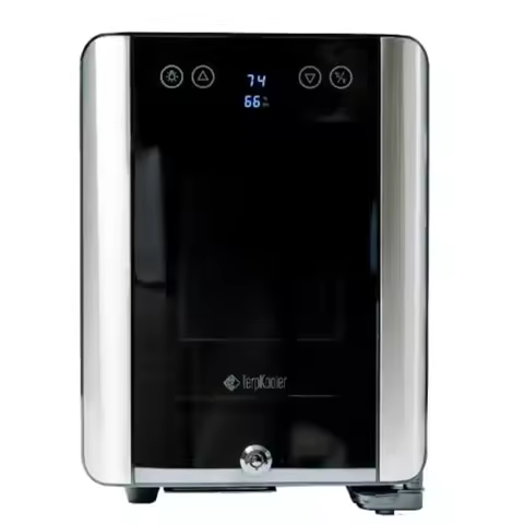 Compact Portable Mini Fridge for Herbs Oils Cosmetics with Temp Humidity Control 3 USB Ports Smoked 