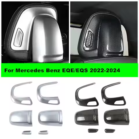 Chrome Car Seat Headrest Switch Button Adjust Panel Protective Cover Trim For Mercedes Benz EQE EQS 