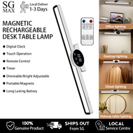Magnetic LED Table Light Lamp Digital Clock Remote Control Dimmable Timer Desk Lamp Night Light Port