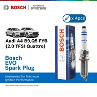 Bosch EVO Platinum Iridium Spark Plug 4pc Set Audi A4 B9 (8W2) and Q5 (FYB), 2.0 TFSI Quattro