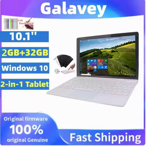 Portable 10.1'' 2-in-1 Laptop 2GB DDR RAM 32GB ROM 64bit Windows 10 Z8350 Quad Core Tablet with Deta