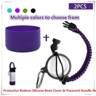 ⭐️Protective Bottom Silicone Boot Cover &amp; Paracord Handle Set for12oz-24oz /32oz-40oz 64oz hydroflask silicon aquaflask boot bag tumbler Wide Mouth Bottles hydro flask accessories aqua flask silicon bag silicon boot tumbler