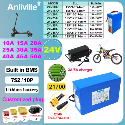 24V-10Ah 15Ah 20Ah 25Ah 30Ah 35Ah 40Ah 45Ah 50Ah 21700-lithium battery pack built-in BMS For 25.6V E