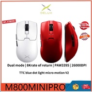 Delux M800mini Pro dual-mode connection PAW3395 lightweight non porous gaming office mouse